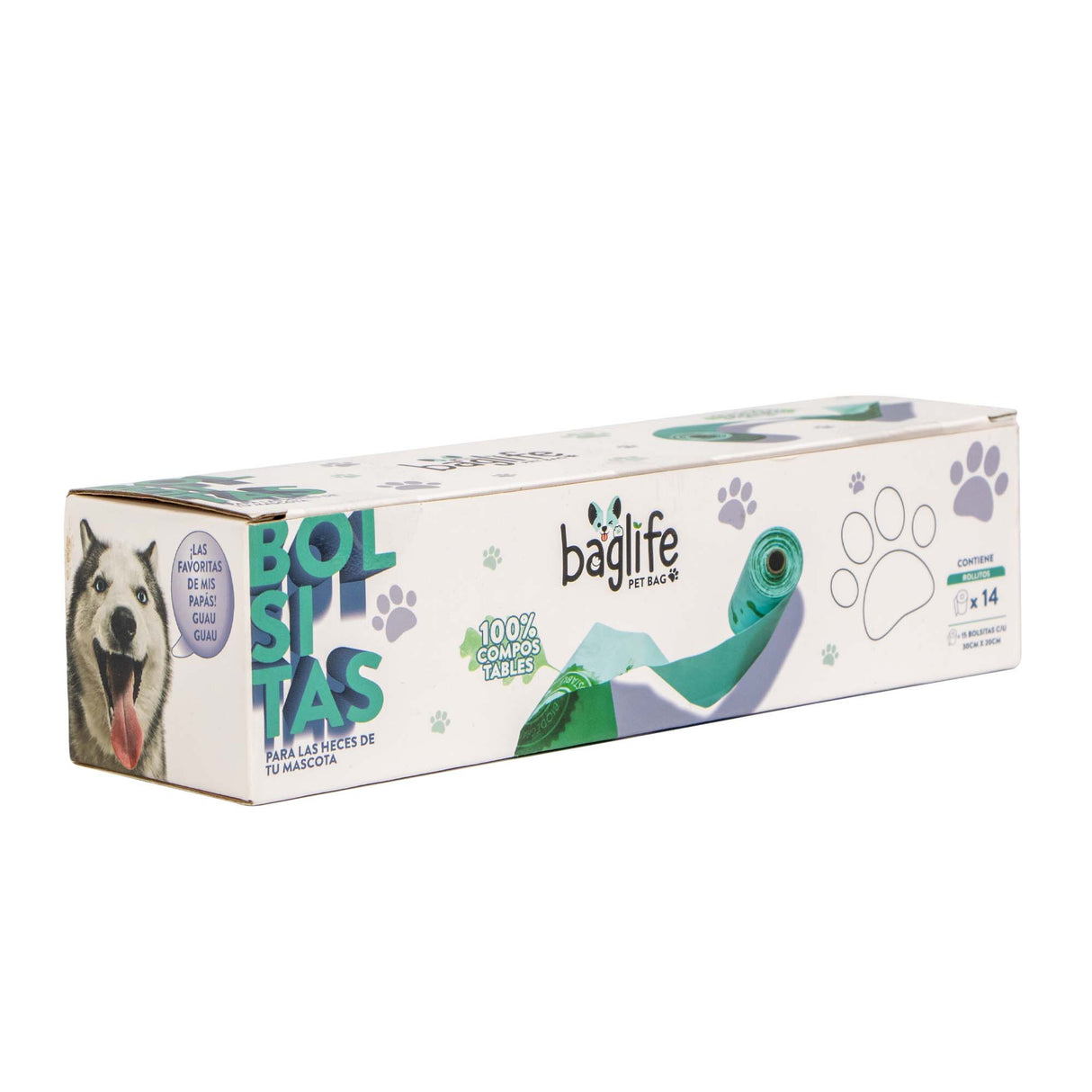COMPOSTABLE BAGLIFE PET BAG CAJA 14 ROLLOS C/210 BOLSAS