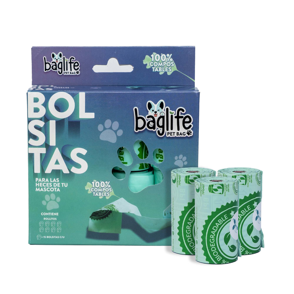 BAGLIFE PUPPY BOX 8 ROLLS WITH 120 BAGS