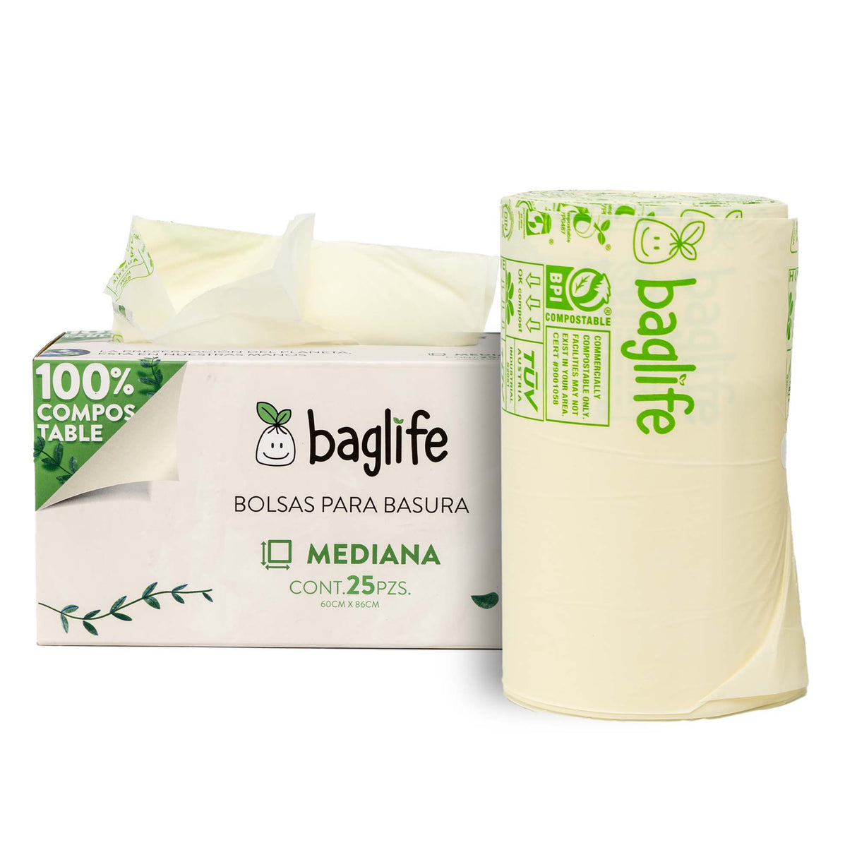 COMPOSTABLE BAGLIFE MEDIANA 25x34 CAJITA C/ 25 PZS