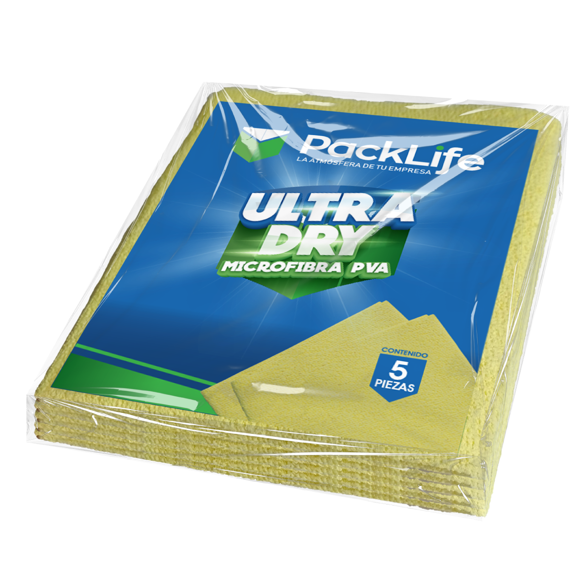 Paquete de 5 Paños de Paño De Microfibra Ultra Dry Pva. Packlife
