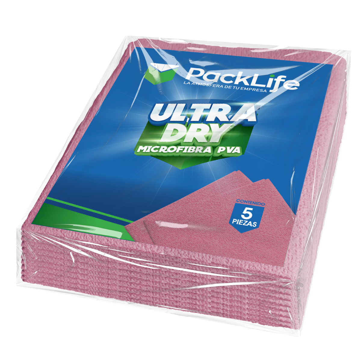 Paquete de 5 Paños de Paño De Microfibra Ultra Dry Pva. Packlife