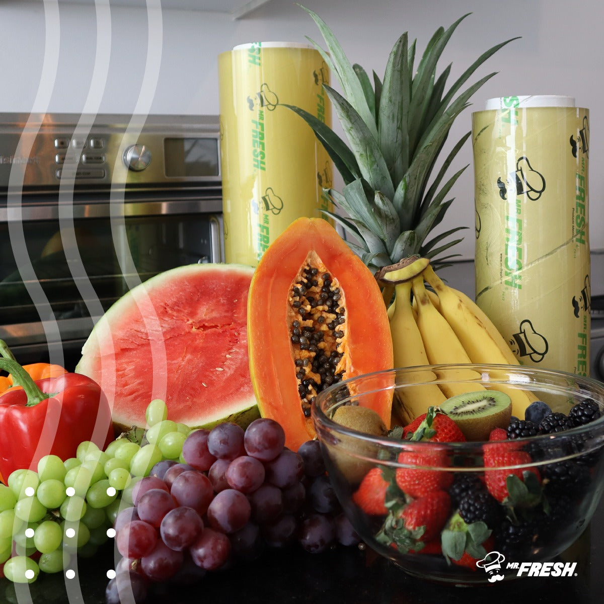 STAINLESS STEEL FOOD WRAPPER KIT WITH 2 INSTITUTIONAL 35 CM VITAFILM ROLLS OF 800 METERS.