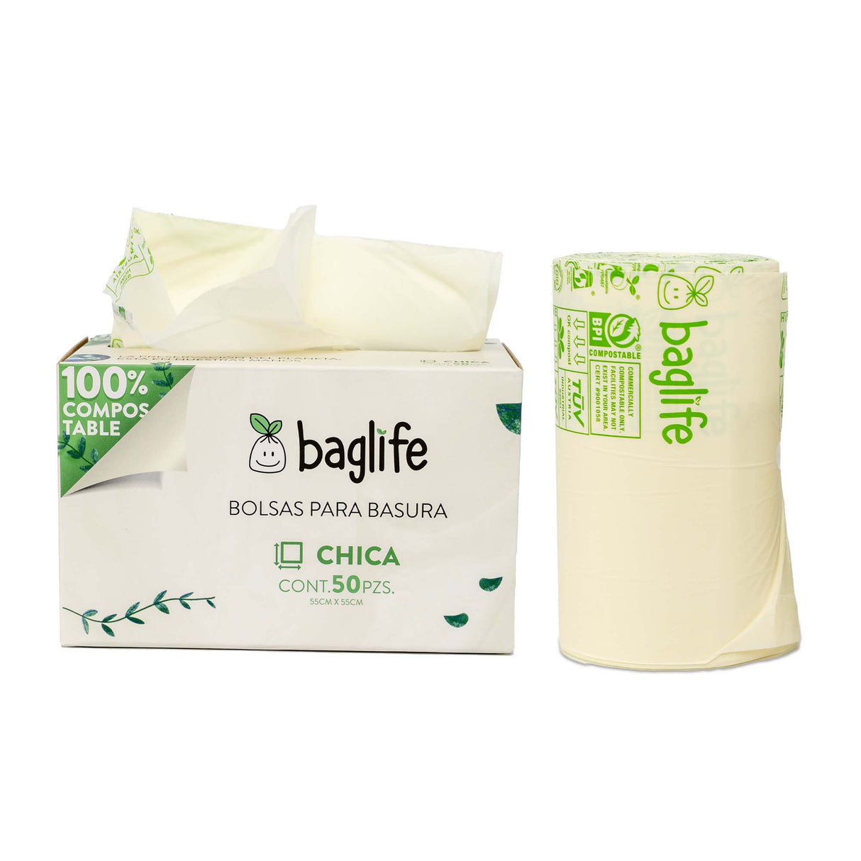  BAGLIFE COMPOSTABLE SMALL 22X22 BOX WITH 50 PIECES
